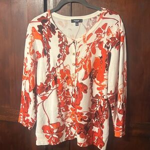 Premise Red, orange, brown, White with a touch of black Floral Sweater.